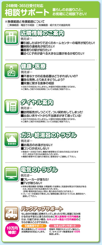 24時間・365日受付対応 相談サポート 暮らしのお困りごと、お気軽にご相談下さい！